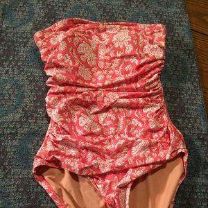 SZ Blockprints™ X J.Crew ruched bandeau one-piece in Nila block print